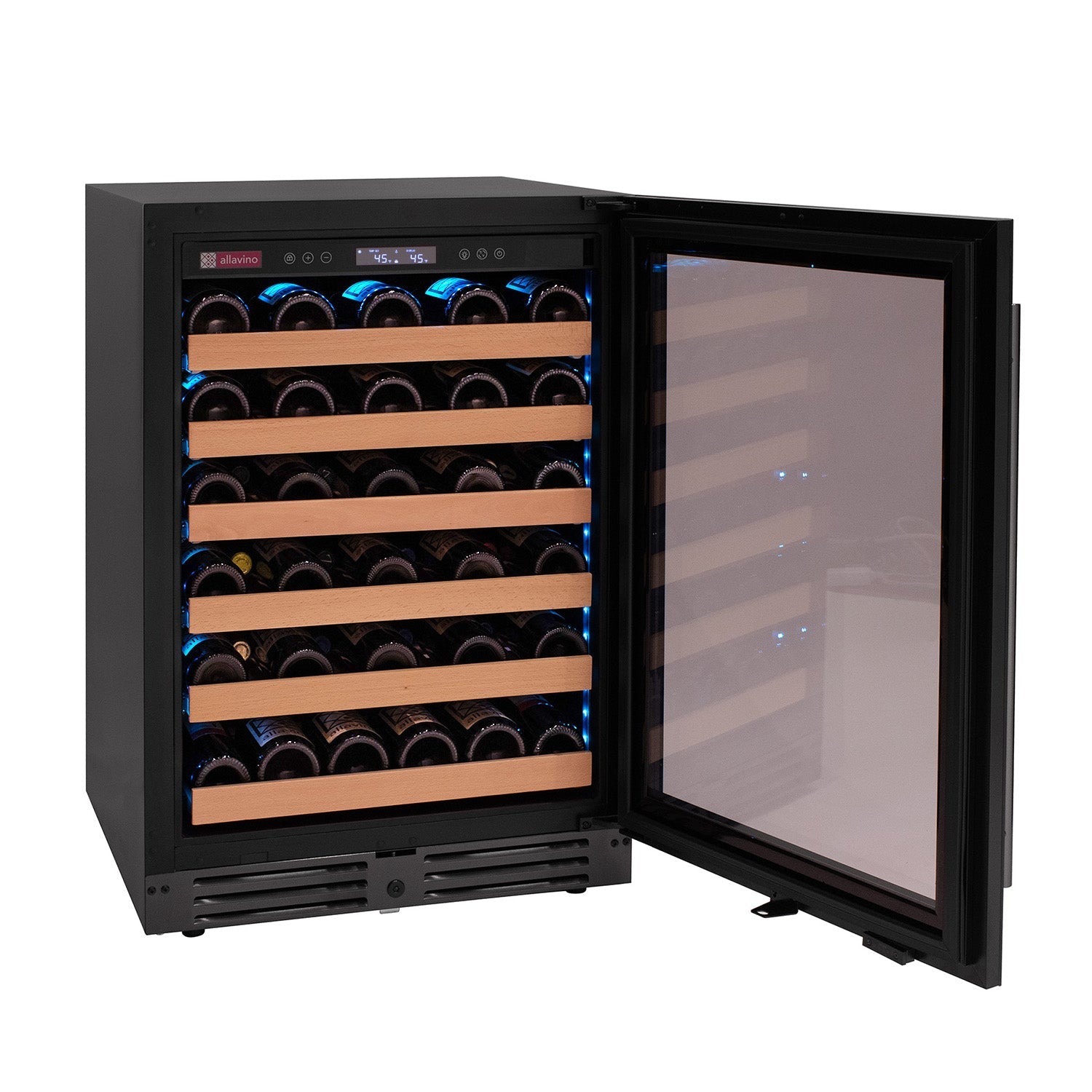 Allavino - Reserva Series 50 Bottle Single Zone Built-in Luxury Wine Refrigerator with Black Glass Door Allavino - Reserva Series 50 Bottle Single Zone Built-in Luxury Wine Refrigerator with Black Glass Door