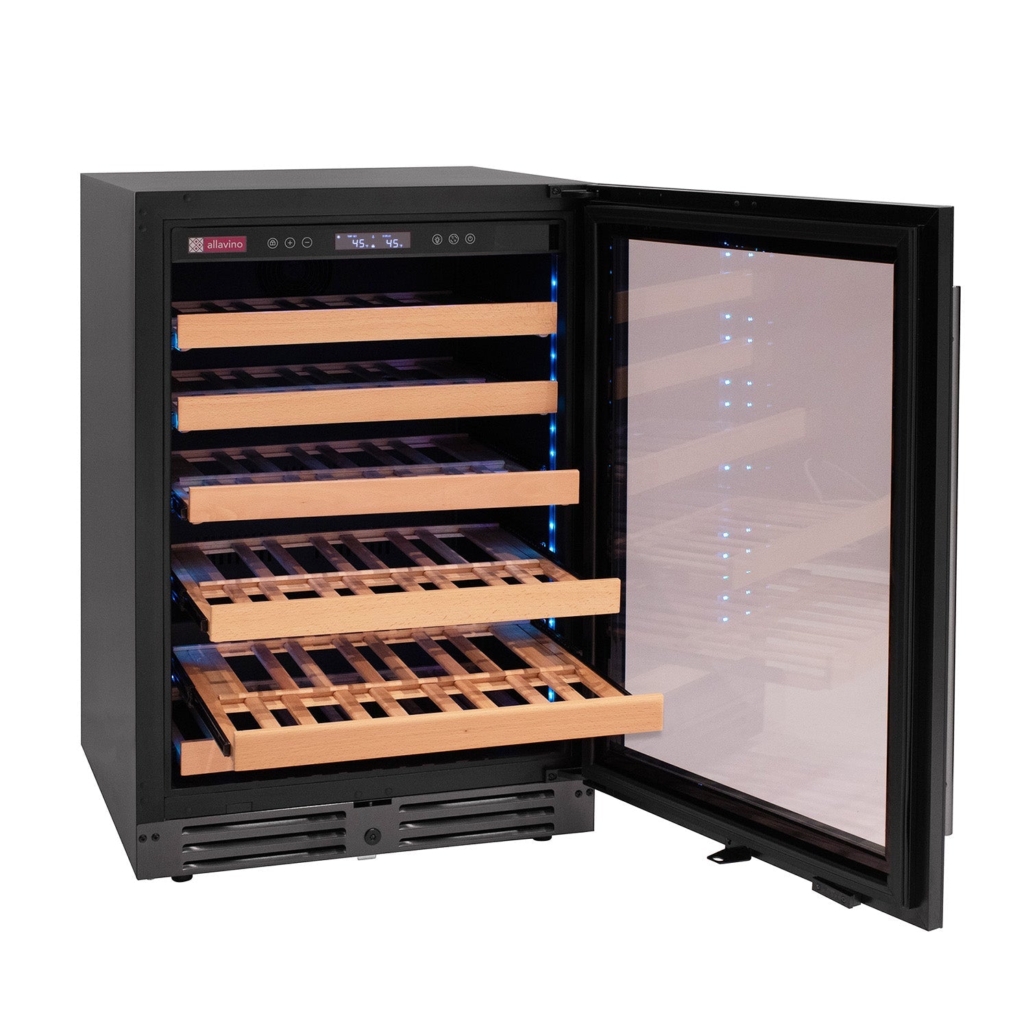 Allavino - Reserva Series 50 Bottle Single Zone Built-in Luxury Wine Refrigerator with Black Glass Door Allavino - Reserva Series 50 Bottle Single Zone Built-in Luxury Wine Refrigerator with Black Glass Door