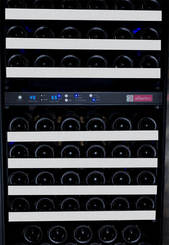 Allavino - 47" Wide FlexCount II Tru-Vino 344 Bottle Four-Zone Stainless Steel Side-by-Side Wine Refrigerator - BF 2X-VSWR172-2S20 Allavino - 47" Wide FlexCount II Tru-Vino 344 Bottle Four-Zone Stainless Steel Side-by-Side Wine Refrigerator - BF 2X-VSWR172-2S20