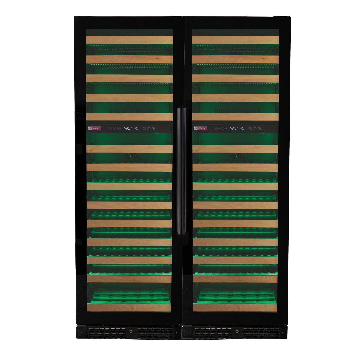Allavino - Reserva Series 308 Bottle 71" Tall Four Zone Black Glass Side-by-Side Wine Refrigerator - BF 2X-VSW15471D-2BG Allavino - Reserva Series 308 Bottle 71" Tall Four Zone Black Glass Side-by-Side Wine Refrigerator - BF 2X-VSW15471D-2BG