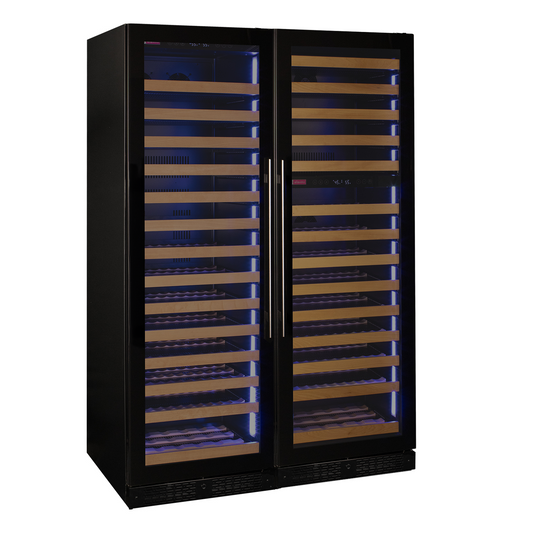 Allavino - Reserva Series 317 Bottle 71" Tall Three Zone Black Glass Side-by-Side Wine Refrigerator - BF 3Z-VSW15471-BG
