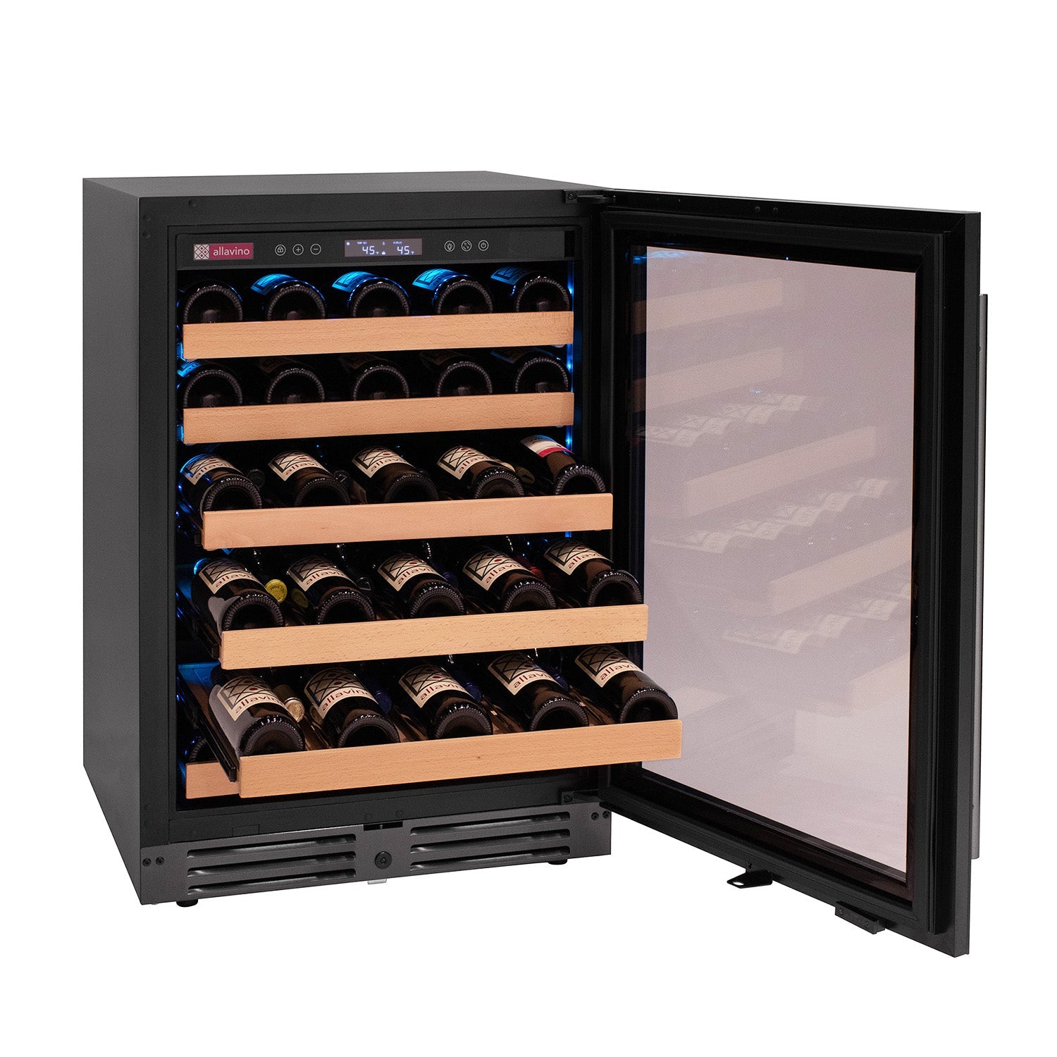 Allavino - Reserva Series 50 Bottle Single Zone Built-in Luxury Wine Refrigerator with Black Glass Door Allavino - Reserva Series 50 Bottle Single Zone Built-in Luxury Wine Refrigerator with Black Glass Door