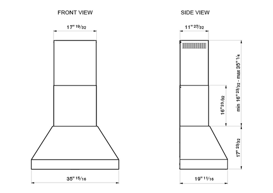 Bertazzoni - 36" Wallmount Chimney Hood, 2 motors 1200CFM - KPH362XT