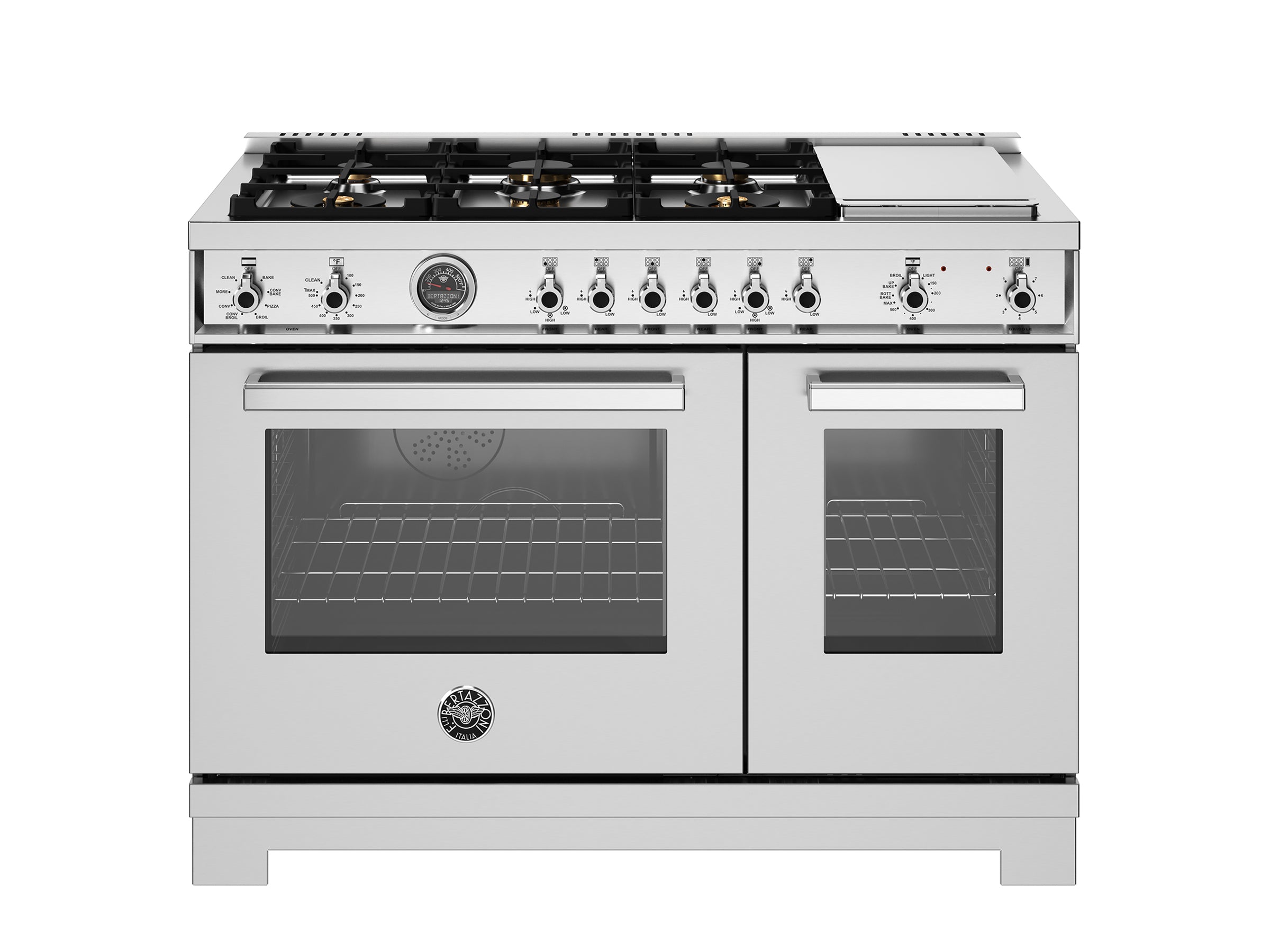 Bertazzoni - Professional Series 48 Inch Freestanding Dual Fuel Range with 6 Sealed Burners, 7 cu. ft. Total Capacity Bertazzoni - Professional Series 48 Inch Freestanding Dual Fuel Range with 6 Sealed Burners, 7 cu. ft. Total Capacity