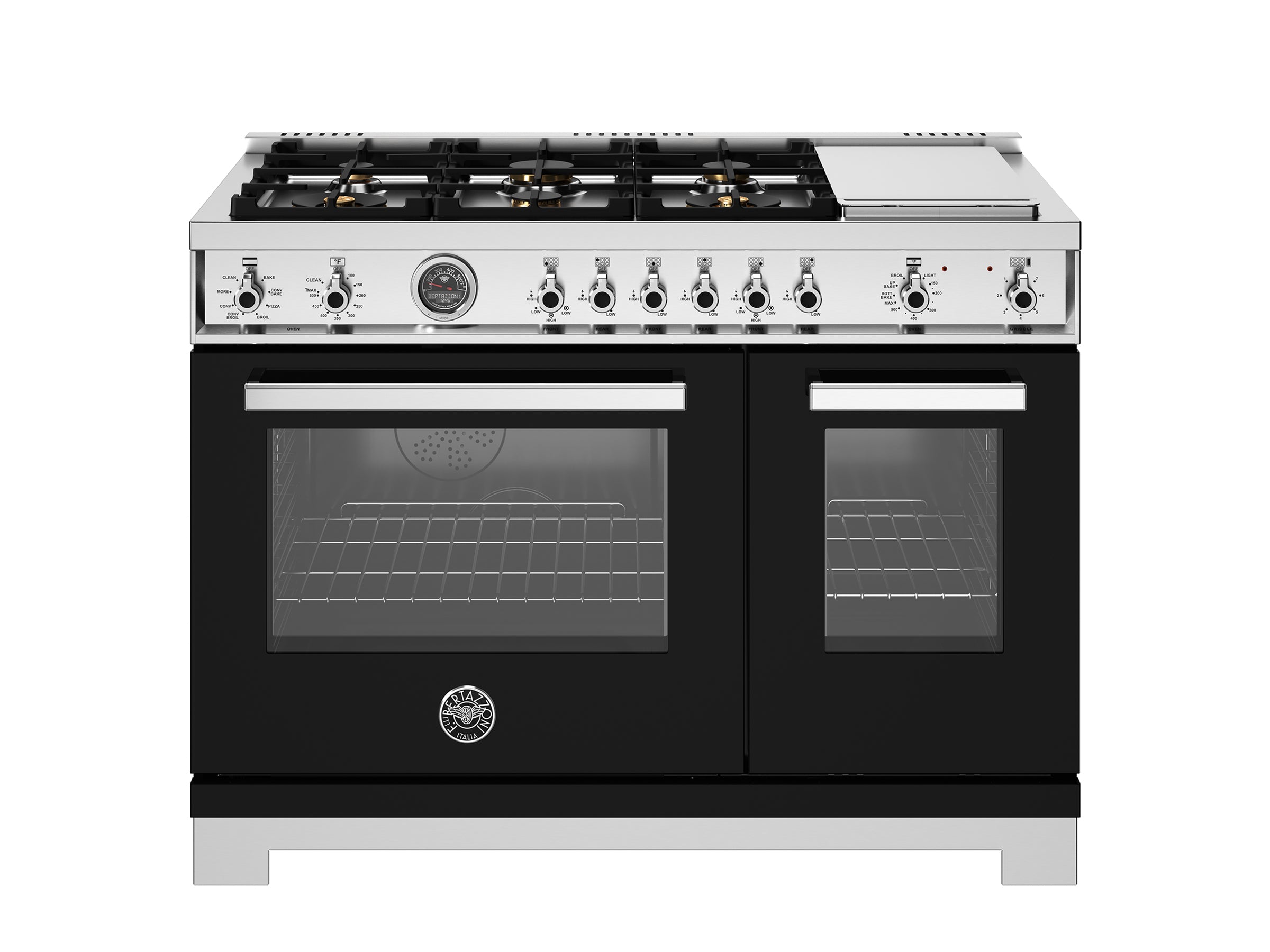 Bertazzoni - Professional Series 48 Inch Freestanding Dual Fuel Range with 6 Sealed Burners, 7 cu. ft. Total Capacity Bertazzoni - Professional Series 48 Inch Freestanding Dual Fuel Range with 6 Sealed Burners, 7 cu. ft. Total Capacity