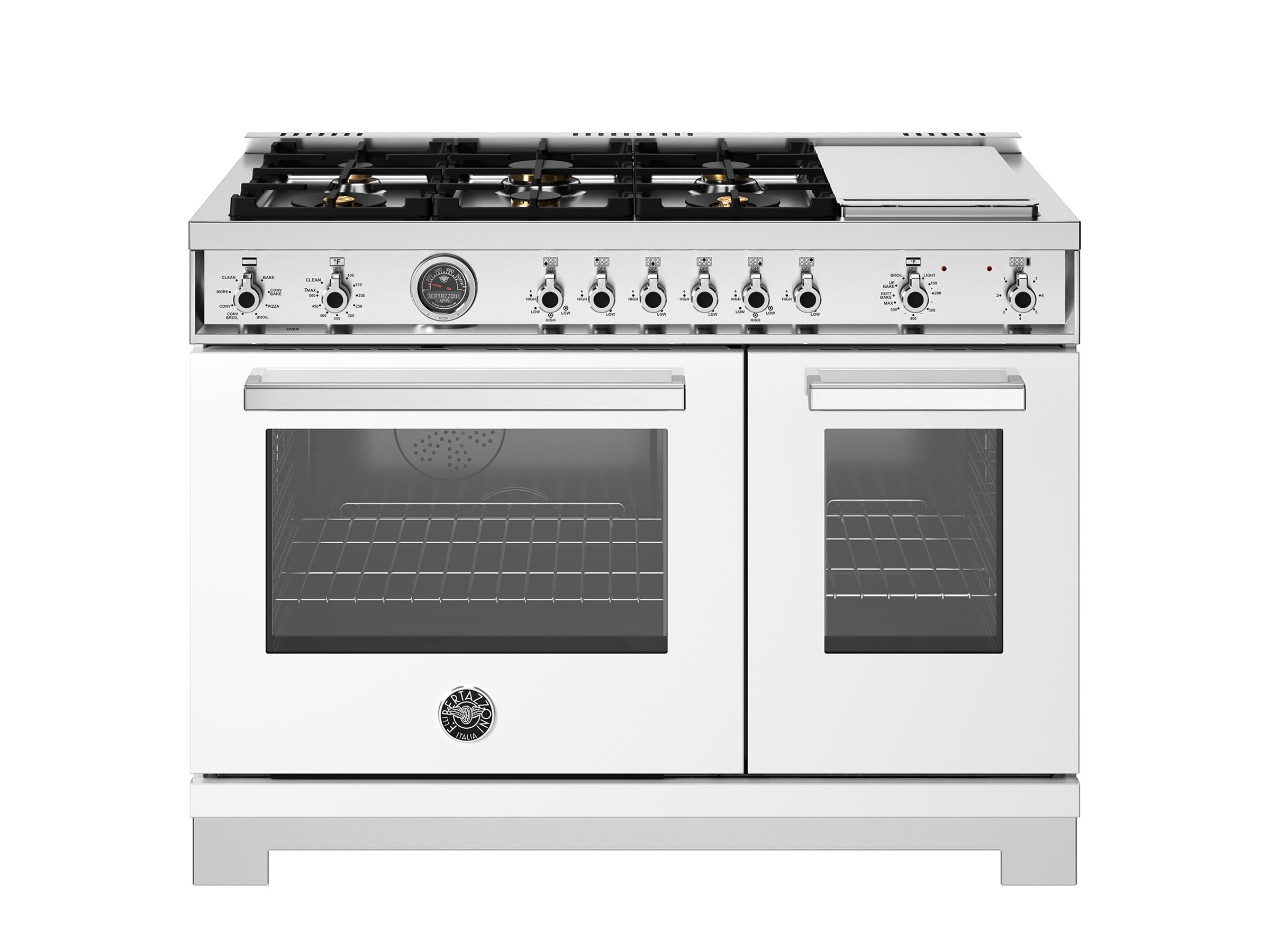 Bertazzoni - Professional Series 48 Inch Freestanding Dual Fuel Range with 6 Sealed Burners, 7 cu. ft. Total Capacity Bertazzoni - Professional Series 48 Inch Freestanding Dual Fuel Range with 6 Sealed Burners, 7 cu. ft. Total Capacity