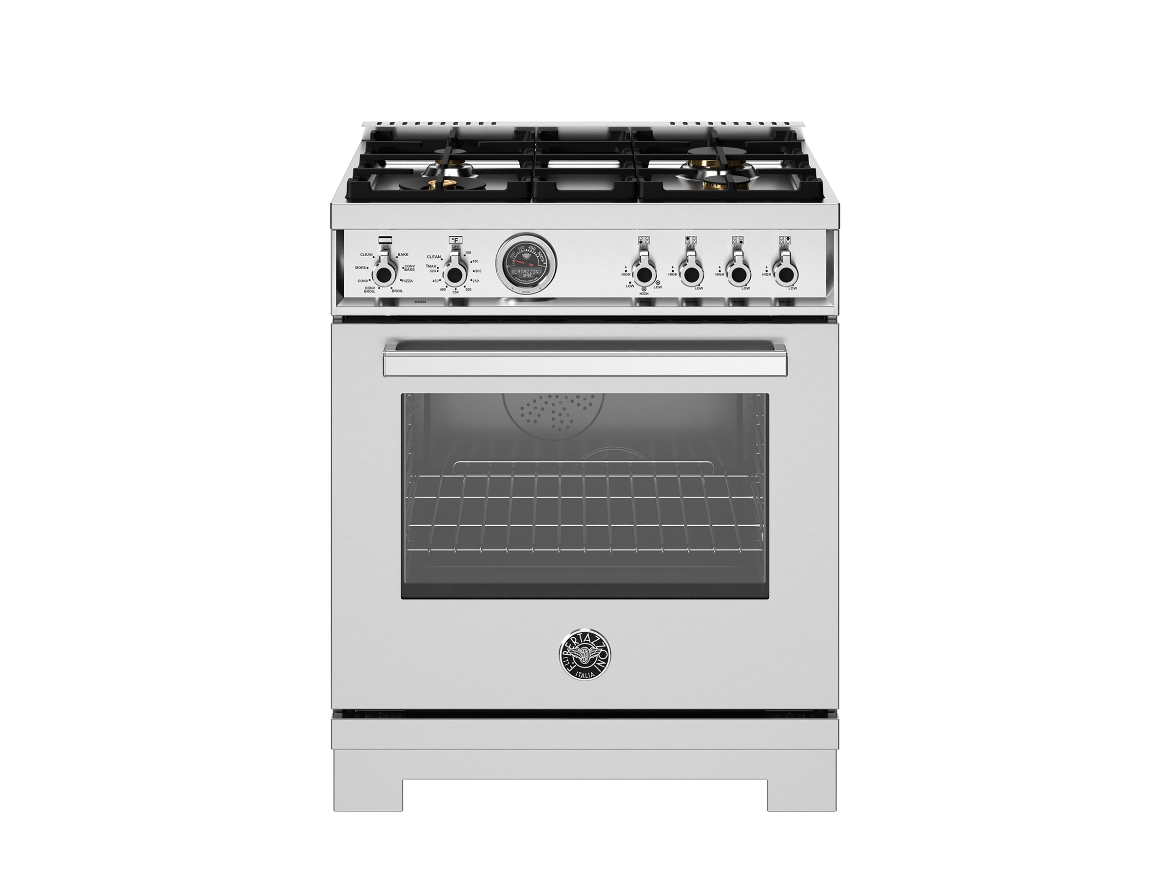 Bertazzoni - 30 inch All Gas Range, 4 Brass Burners - PRO304BFGMXT Bertazzoni - 30 inch All Gas Range, 4 Brass Burners - PRO304BFGMXT