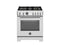Bertazzoni - 30 inch Dual Fuel Range, 4 Brass Burners, Electric Self-Clean Oven - PRO304BFEPXT