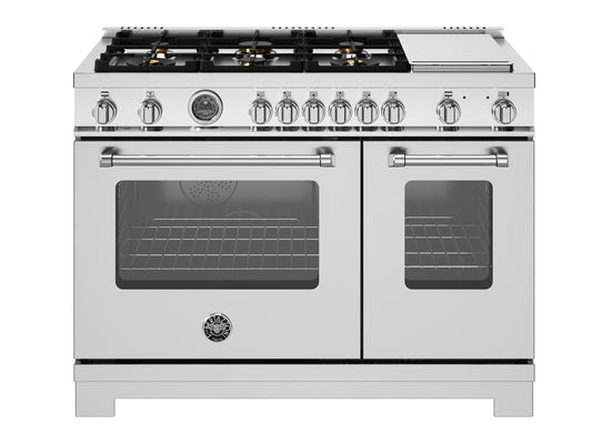 Bertazzoni - 48 inch All Gas Range, 6 Burners and Griddle - MAS486GGASXV