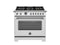 Bertazzoni - 36 inch Dual Fuel Range, 6 Brass Burner and Cast Iron Griddle, Electric Self-Clean Oven - HER366BCFE