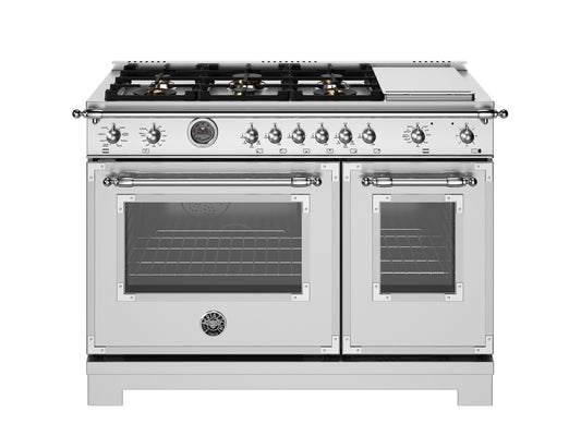 Bertazzoni - 48 inch All-Gas Range 6 Brass Burner and Griddle - HER486BTFGM