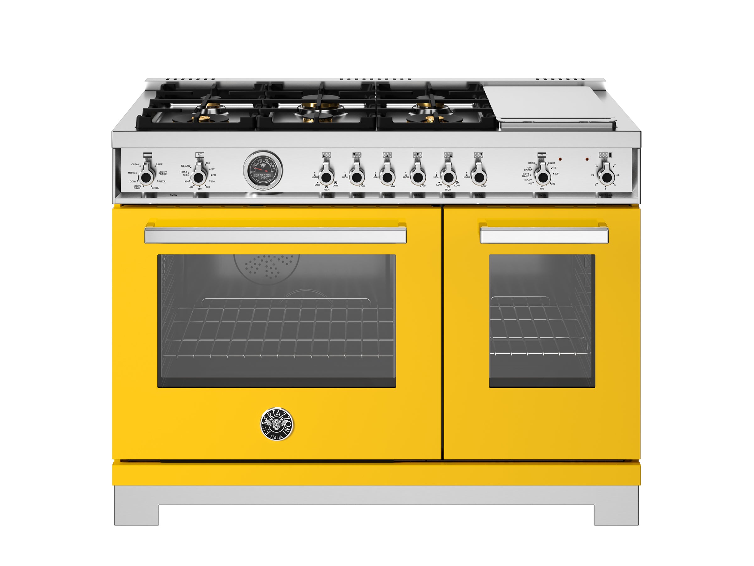 Bertazzoni - Professional Series 48 Inch Freestanding Dual Fuel Range with 6 Sealed Burners, 7 cu. ft. Total Capacity Bertazzoni - Professional Series 48 Inch Freestanding Dual Fuel Range with 6 Sealed Burners, 7 cu. ft. Total Capacity