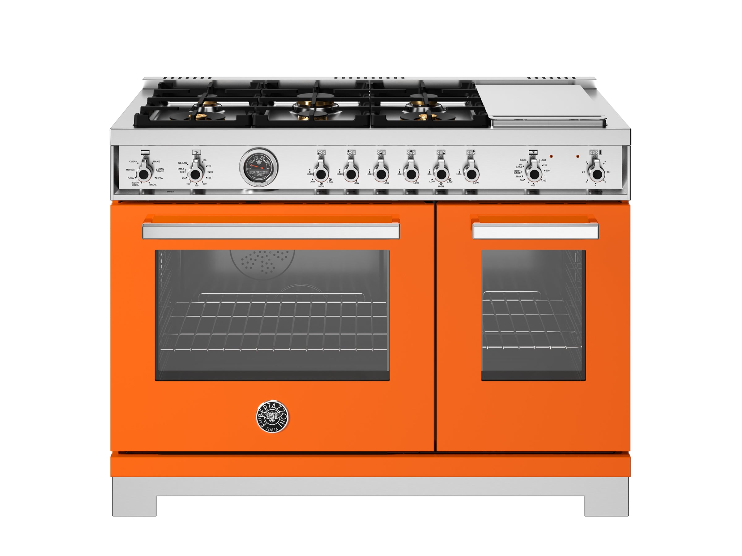 Bertazzoni - Professional Series 48 Inch Freestanding Dual Fuel Range with 6 Sealed Burners, 7 cu. ft. Total Capacity Bertazzoni - Professional Series 48 Inch Freestanding Dual Fuel Range with 6 Sealed Burners, 7 cu. ft. Total Capacity