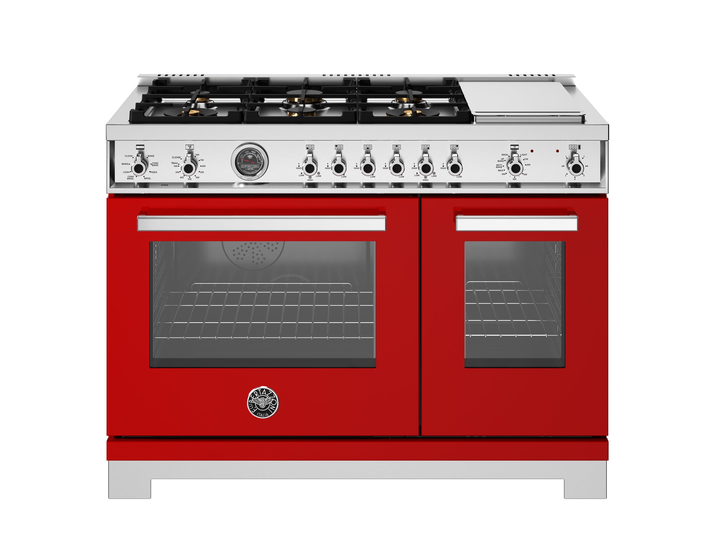 Bertazzoni - Professional Series 48 Inch Freestanding Dual Fuel Range with 6 Sealed Burners, 7 cu. ft. Total Capacity Bertazzoni - Professional Series 48 Inch Freestanding Dual Fuel Range with 6 Sealed Burners, 7 cu. ft. Total Capacity