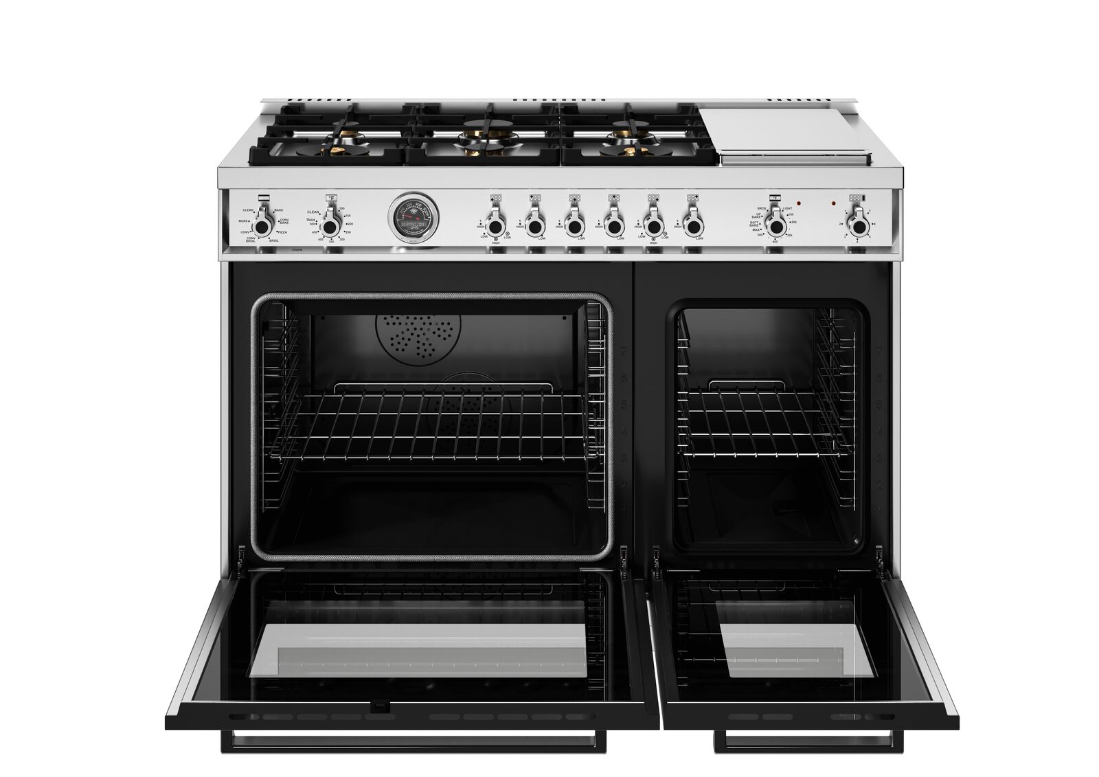 Bertazzoni - Professional Series 48 Inch Freestanding Dual Fuel Range with 6 Sealed Burners, 7 cu. ft. Total Capacity Bertazzoni - Professional Series 48 Inch Freestanding Dual Fuel Range with 6 Sealed Burners, 7 cu. ft. Total Capacity
