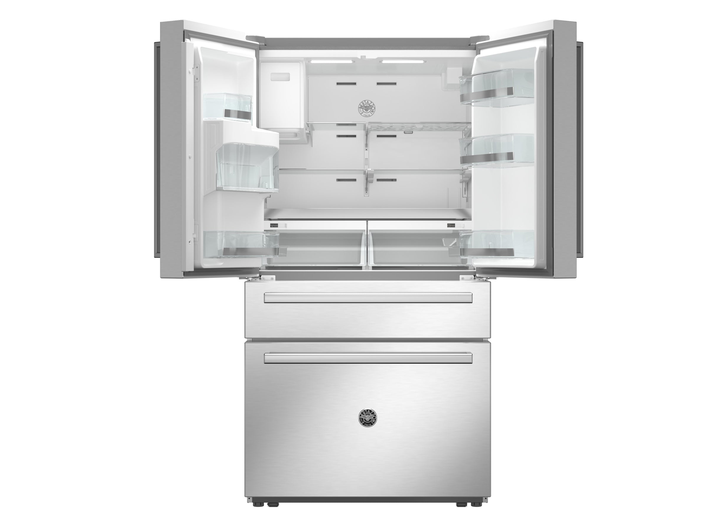 Bertazzoni - 36" Counter Depth French Door Refrigerator with Ice and Water Dispenser - Stainless Steel - REF36FDFZXNT Bertazzoni - 36" Counter Depth French Door Refrigerator with Ice and Water Dispenser - Stainless Steel - REF36FDFZXNT