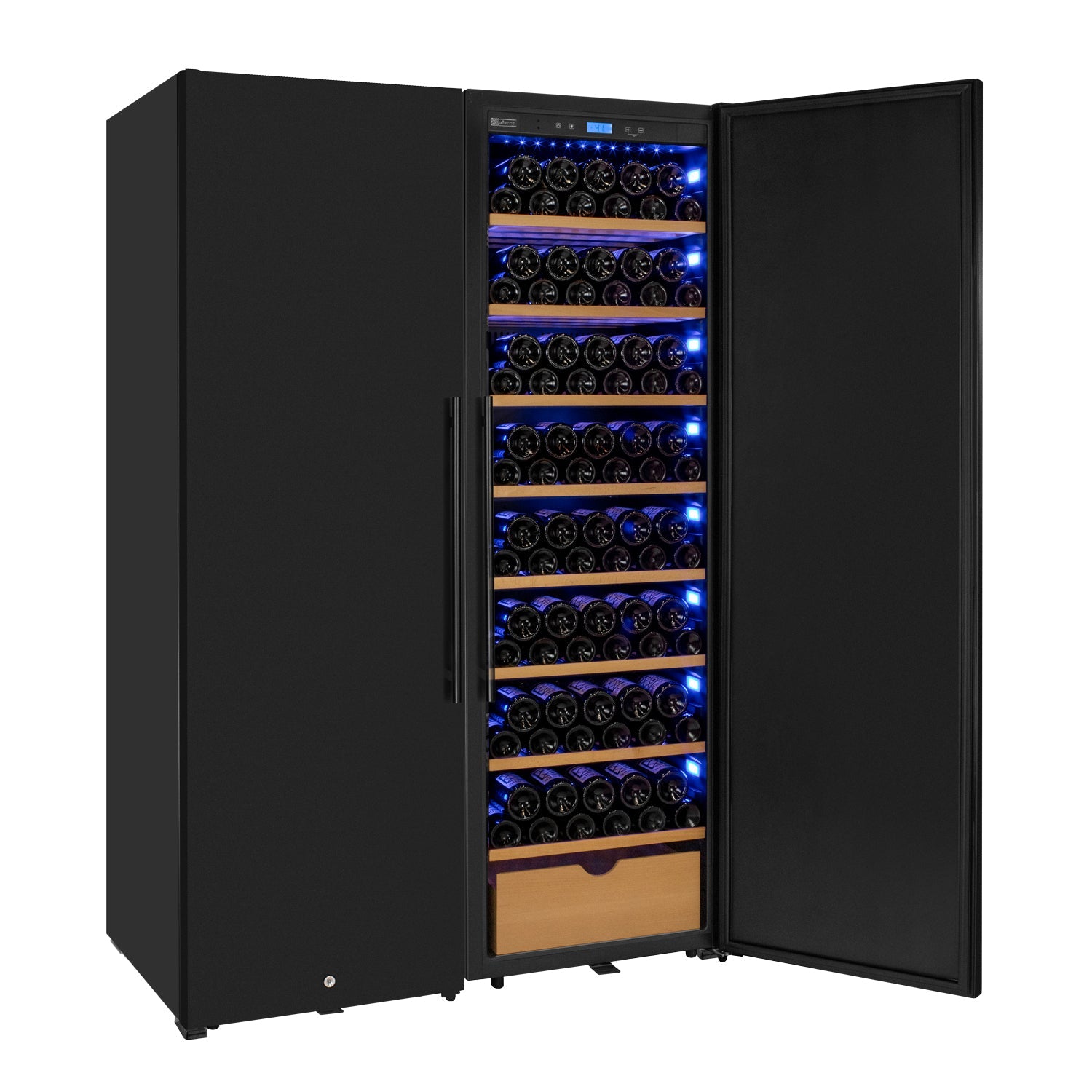 Allavino - 76.5" Tall Side-by-Side Wine Vault with Solid Black Doors - BF 2X-KWR-8185-SD Allavino - 76.5" Tall Side-by-Side Wine Vault with Solid Black Doors - BF 2X-KWR-8185-SD