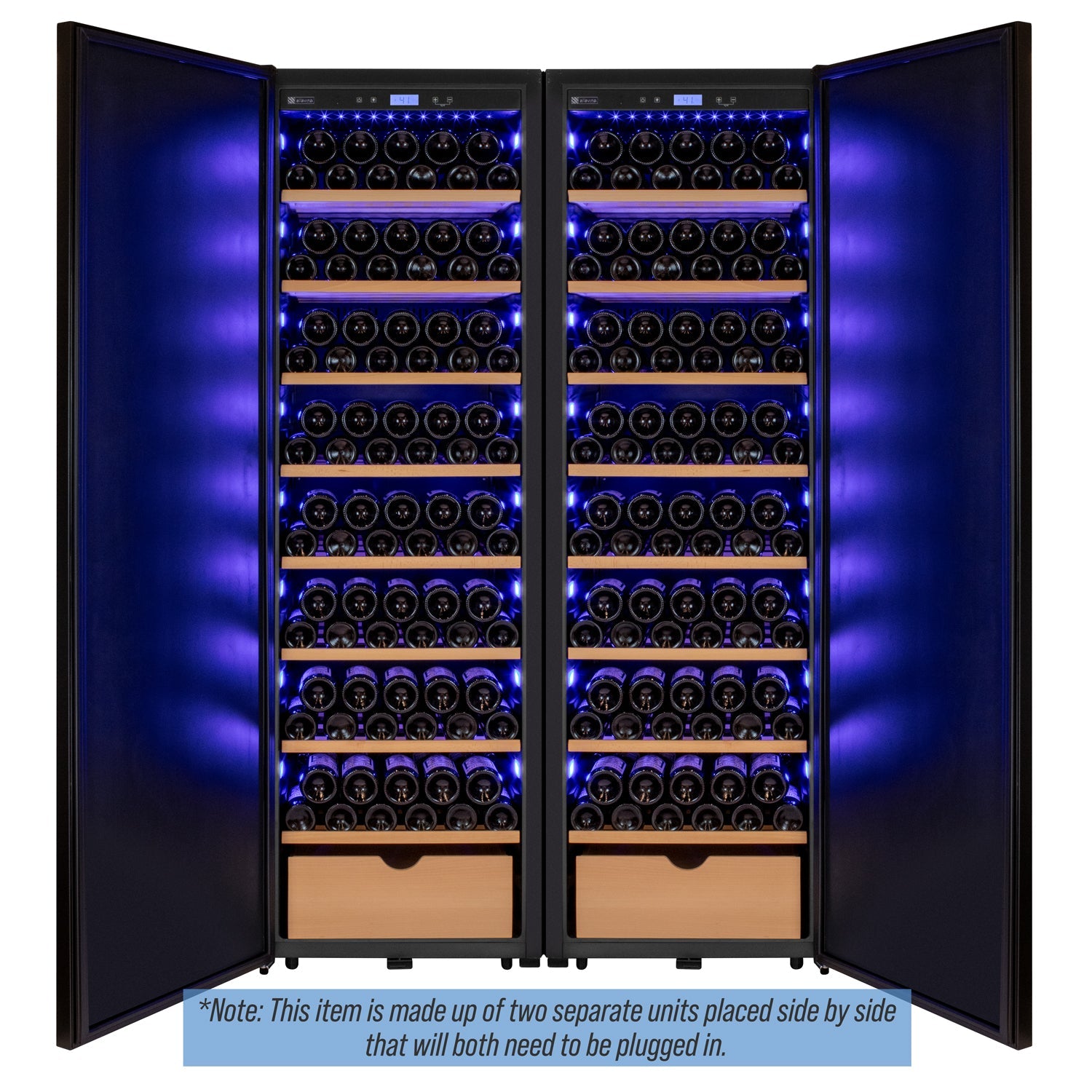 Allavino - 76.5" Tall Side-by-Side Wine Vault with Solid Black Doors - BF 2X-KWR-8185-SD Allavino - 76.5" Tall Side-by-Side Wine Vault with Solid Black Doors - BF 2X-KWR-8185-SD