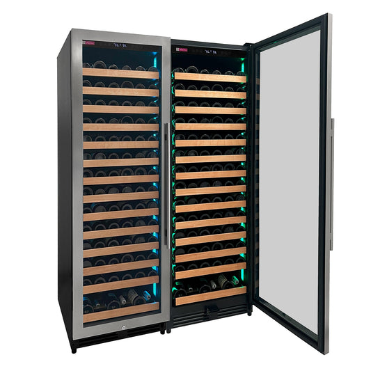Reserva Series 326 Bottle 71" Tall Dual Zone Stainless Steel Side-by-Side Wine Refrigerator - BF 2X-VSW16371S-1S