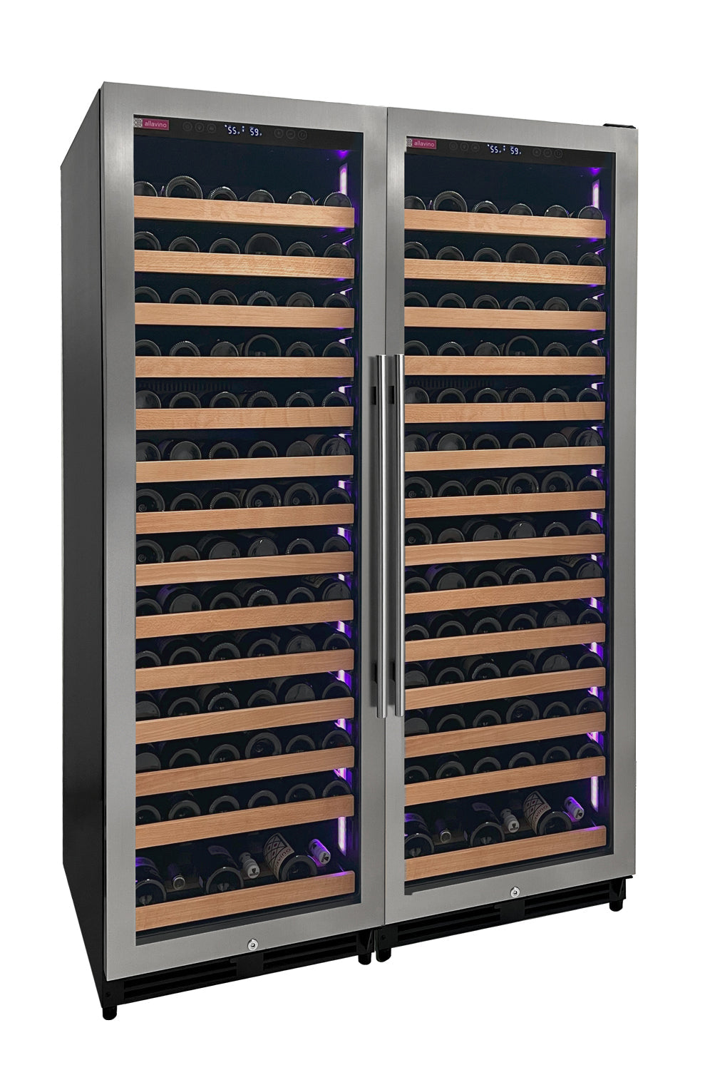 Reserva Series 326 Bottle 71" Tall Dual Zone Stainless Steel Side-by-Side Wine Refrigerator - BF 2X-VSW16371S-1S Reserva Series 326 Bottle 71" Tall Dual Zone Stainless Steel Side-by-Side Wine Refrigerator - BF 2X-VSW16371S-1S