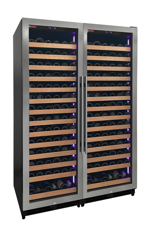 Reserva Series 326 Bottle 71" Tall Dual Zone Stainless Steel Side-by-Side Wine Refrigerator - BF 2X-VSW16371S-1S
