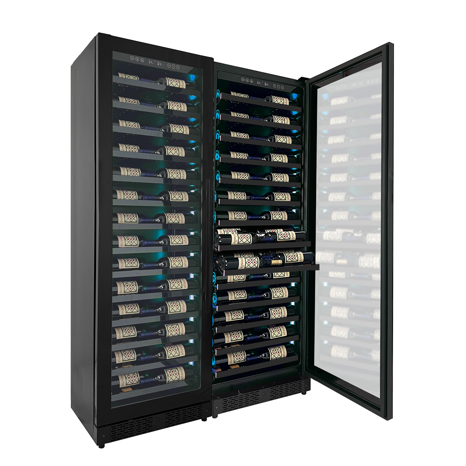 Allavino - Reserva Series 134 Bottle 71" Tall Dual Zone Black Side-by-Side Shallow Wine Refrigerator Console - BF 2X-VSW6771S-1B Allavino - Reserva Series 134 Bottle 71" Tall Dual Zone Black Side-by-Side Shallow Wine Refrigerator Console - BF 2X-VSW6771S-1B