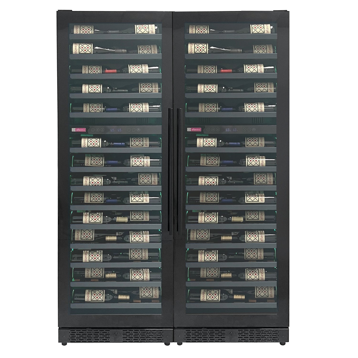 Allavino - Reserva Series 134 Bottle 71" Tall Four Zone Black Side-by-Side Shallow Wine Refrigerator Console - BF 2X-VSW6771D-2B Allavino - Reserva Series 134 Bottle 71" Tall Four Zone Black Side-by-Side Shallow Wine Refrigerator Console - BF 2X-VSW6771D-2B