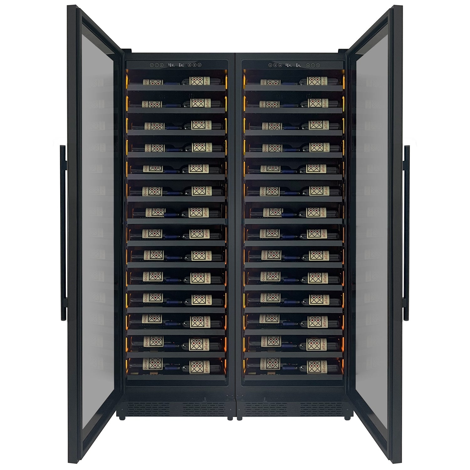Allavino - Reserva Series 134 Bottle 71" Tall Dual Zone Black Side-by-Side Shallow Wine Refrigerator Console - BF 2X-VSW6771S-1B Allavino - Reserva Series 134 Bottle 71" Tall Dual Zone Black Side-by-Side Shallow Wine Refrigerator Console - BF 2X-VSW6771S-1B