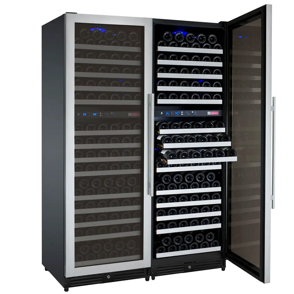 Allavino - 47" Wide FlexCount II Tru-Vino 344 Bottle Four-Zone Stainless Steel Side-by-Side Wine Refrigerator - BF 2X-VSWR172-2S20 Allavino - 47" Wide FlexCount II Tru-Vino 344 Bottle Four-Zone Stainless Steel Side-by-Side Wine Refrigerator - BF 2X-VSWR172-2S20