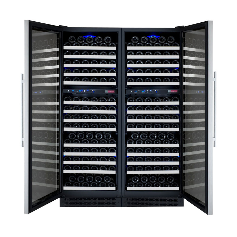 Allavino - 47" Wide FlexCount II Tru-Vino 344 Bottle Four-Zone Stainless Steel Side-by-Side Wine Refrigerator - BF 2X-VSWR172-2S20 Allavino - 47" Wide FlexCount II Tru-Vino 344 Bottle Four-Zone Stainless Steel Side-by-Side Wine Refrigerator - BF 2X-VSWR172-2S20