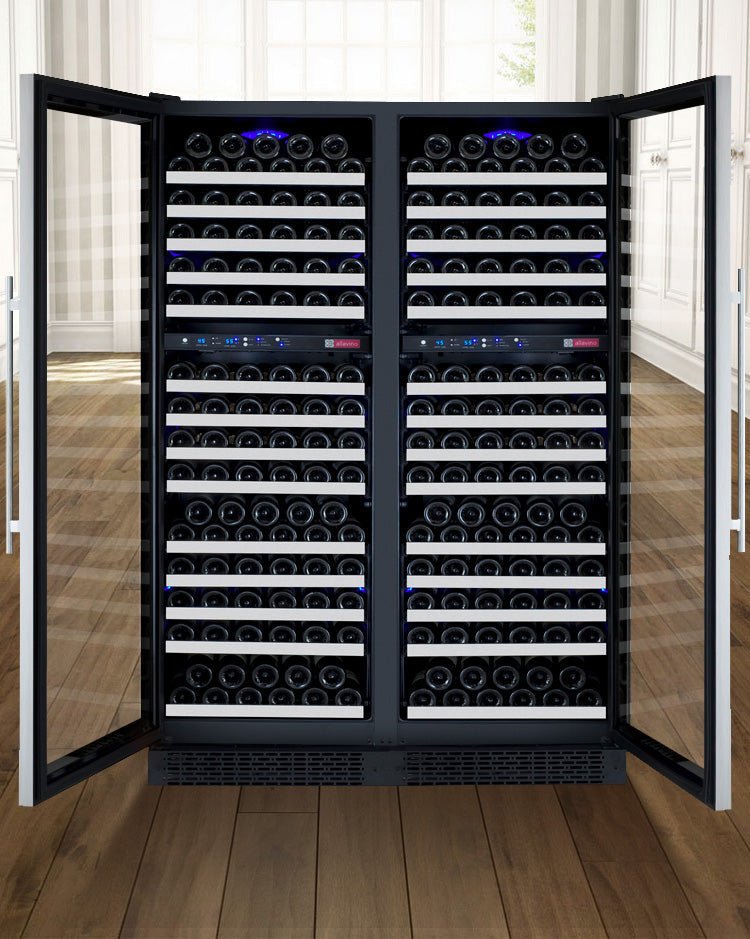 Allavino - 47" Wide FlexCount II Tru-Vino 344 Bottle Four-Zone Stainless Steel Side-by-Side Wine Refrigerator - BF 2X-VSWR172-2S20 Allavino - 47" Wide FlexCount II Tru-Vino 344 Bottle Four-Zone Stainless Steel Side-by-Side Wine Refrigerator - BF 2X-VSWR172-2S20