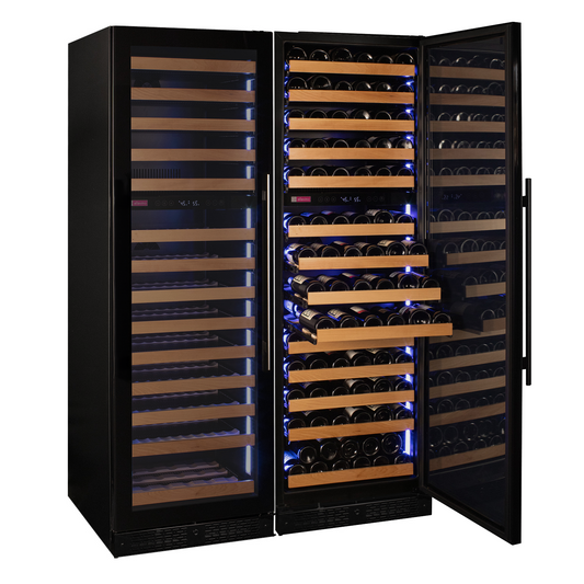 Allavino - Reserva Series 308 Bottle 71" Tall Four Zone Black Glass Side-by-Side Wine Refrigerator - BF 2X-VSW15471D-2BG