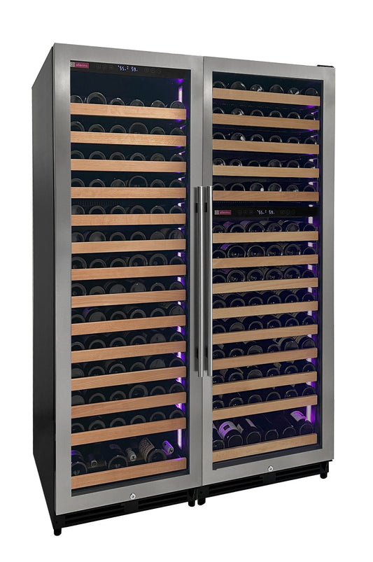 Allavino - Reserva Series 317 Bottle 71" Tall Three Zone Stainless Steel Side-by-Side Wine Refrigerator - BF 3Z-VSW15471