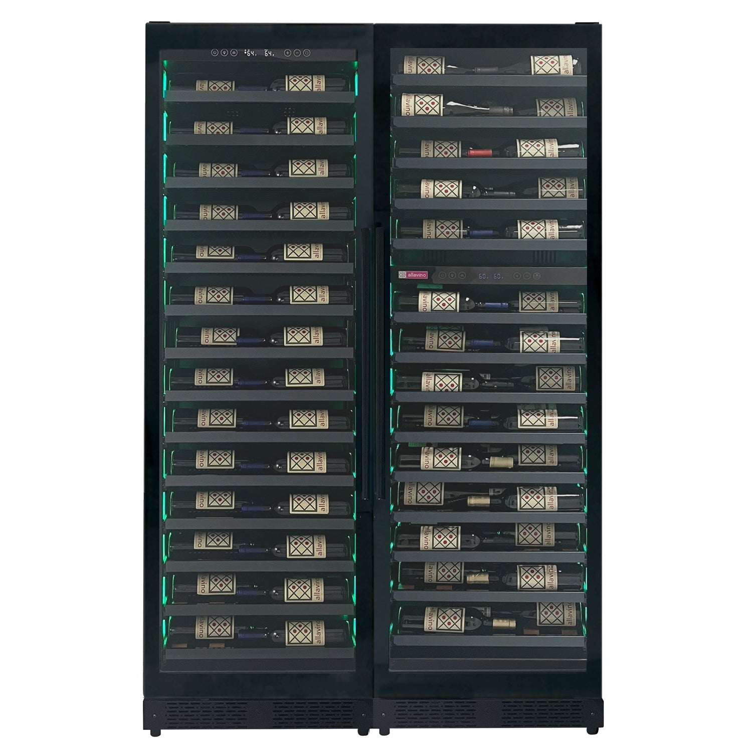 Allavino - Reserva Series 134 Bottle 71" Tall Three Zone Black Side-by-Side Shallow Wine Refrigerator Console - BF 3Z-VSW6771 Allavino - Reserva Series 134 Bottle 71" Tall Three Zone Black Side-by-Side Shallow Wine Refrigerator Console - BF 3Z-VSW6771