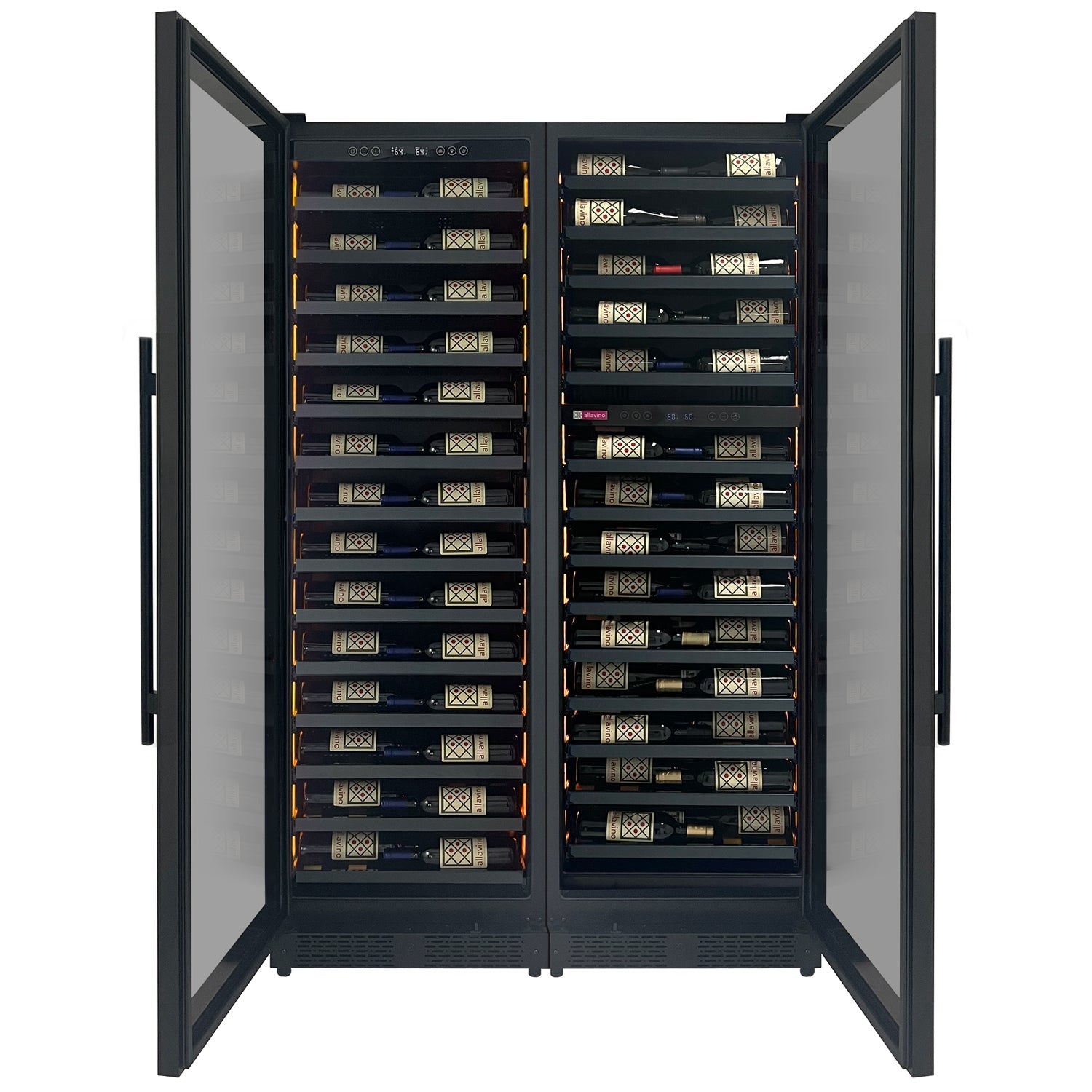 Allavino - Reserva Series 134 Bottle 71" Tall Three Zone Black Side-by-Side Shallow Wine Refrigerator Console - BF 3Z-VSW6771 Allavino - Reserva Series 134 Bottle 71" Tall Three Zone Black Side-by-Side Shallow Wine Refrigerator Console - BF 3Z-VSW6771