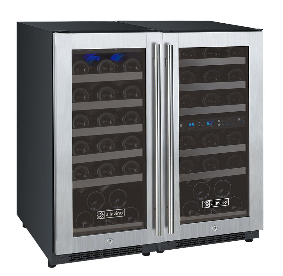 Allavino - 30" Wide FlexCount II Tru-Vino 60 Bottle Three Zone Stainless Steel Side-by-Side Wine Refrigerator - BF 3Z-VSWR30-S20 Allavino - 30" Wide FlexCount II Tru-Vino 60 Bottle Three Zone Stainless Steel Side-by-Side Wine Refrigerator - BF 3Z-VSWR30-S20
