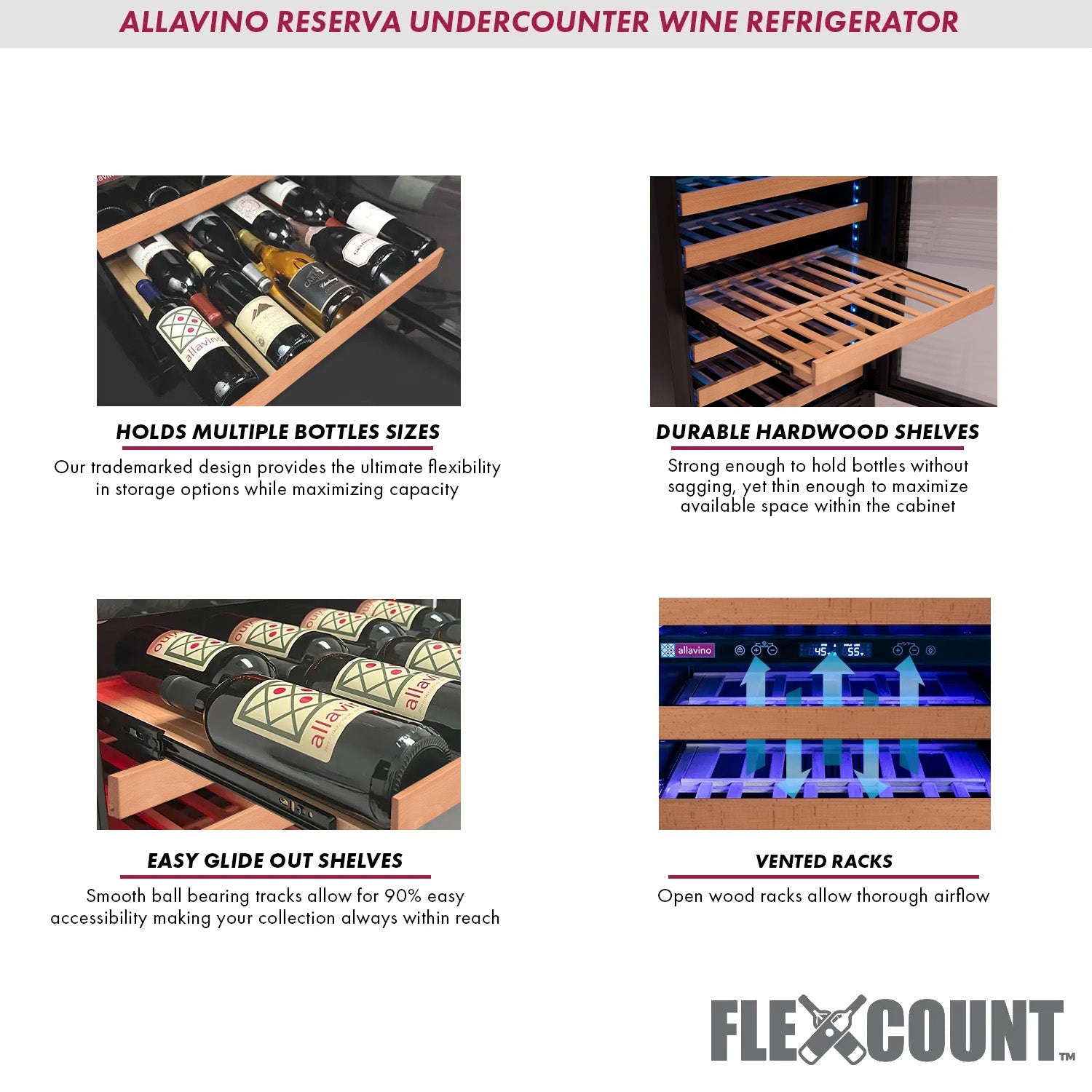 Allavino - Reserva Series 50 Bottle Single Zone Built-in Luxury Wine Refrigerator with Black Glass Door Allavino - Reserva Series 50 Bottle Single Zone Built-in Luxury Wine Refrigerator with Black Glass Door