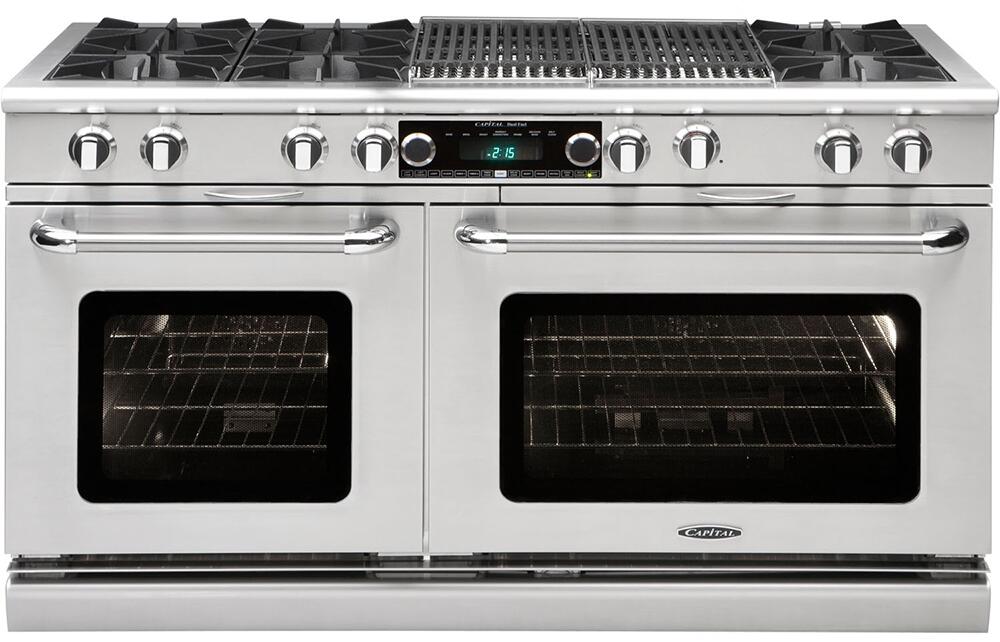Capital Cooking - 60" Dual Fuel Self-Clean Range, 6 Sealed Burners + 24" Thermo Griddle, 9 cu. ft. Oven Capacity Capital Cooking - 60" Dual Fuel Self-Clean Range, 6 Sealed Burners + 24" Thermo Griddle, 9 cu. ft. Oven Capacity