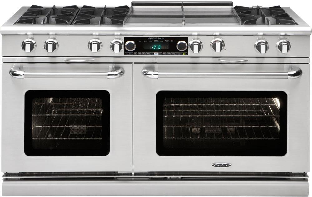 Capital Cooking - 60" Capital Connoisseurian Dual Fuel Range - Self Clean - 25K BTU - 6 Open Burners + 24" Griddle - COB604GG2 Capital Cooking - 60" Capital Connoisseurian Dual Fuel Range - Self Clean - 25K BTU - 6 Open Burners + 24" Griddle - COB604GG2
