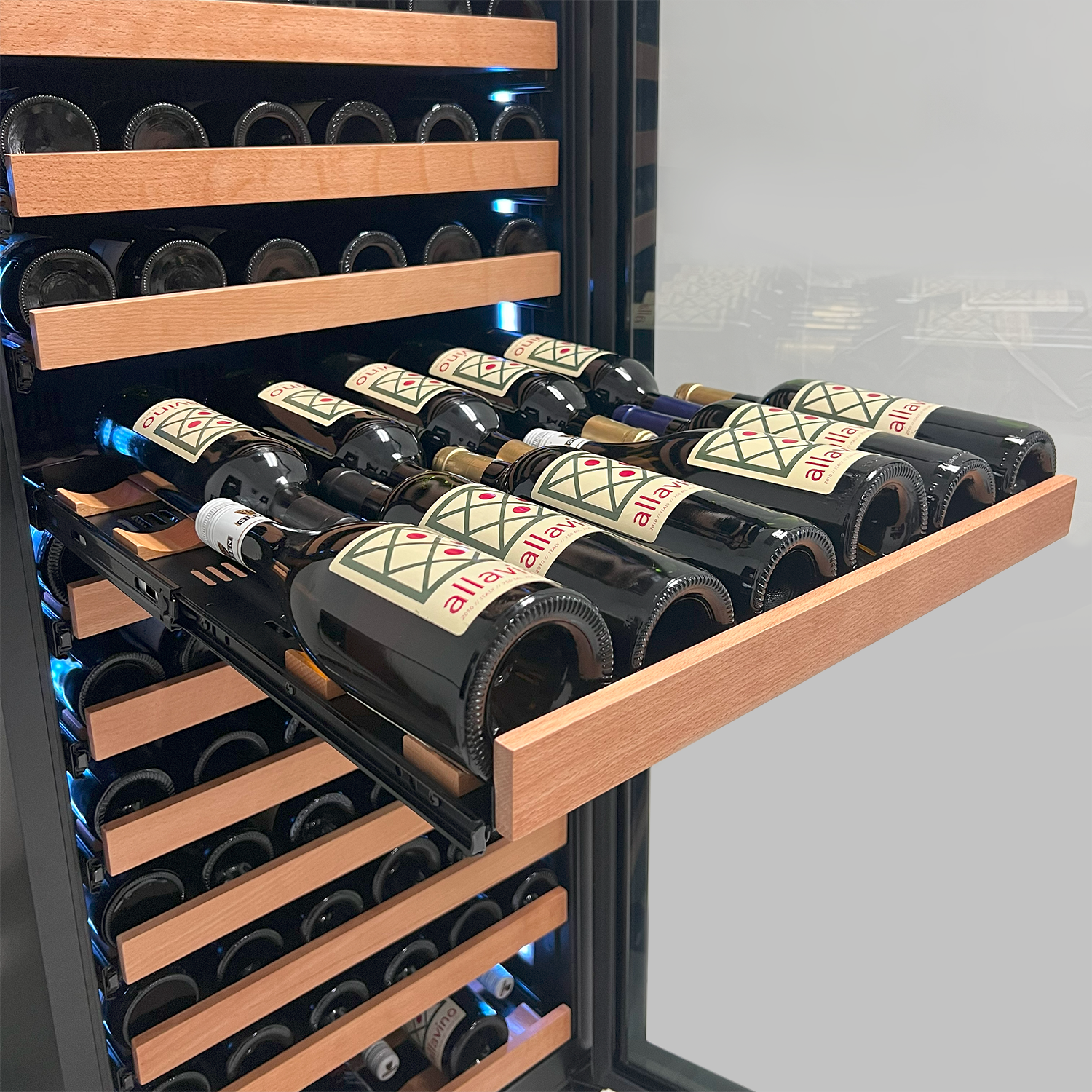 Allavino - Reserva Series 308 Bottle 71" Tall Four Zone Black Glass Side-by-Side Wine Refrigerator - BF 2X-VSW15471D-2BG Allavino - Reserva Series 308 Bottle 71" Tall Four Zone Black Glass Side-by-Side Wine Refrigerator - BF 2X-VSW15471D-2BG