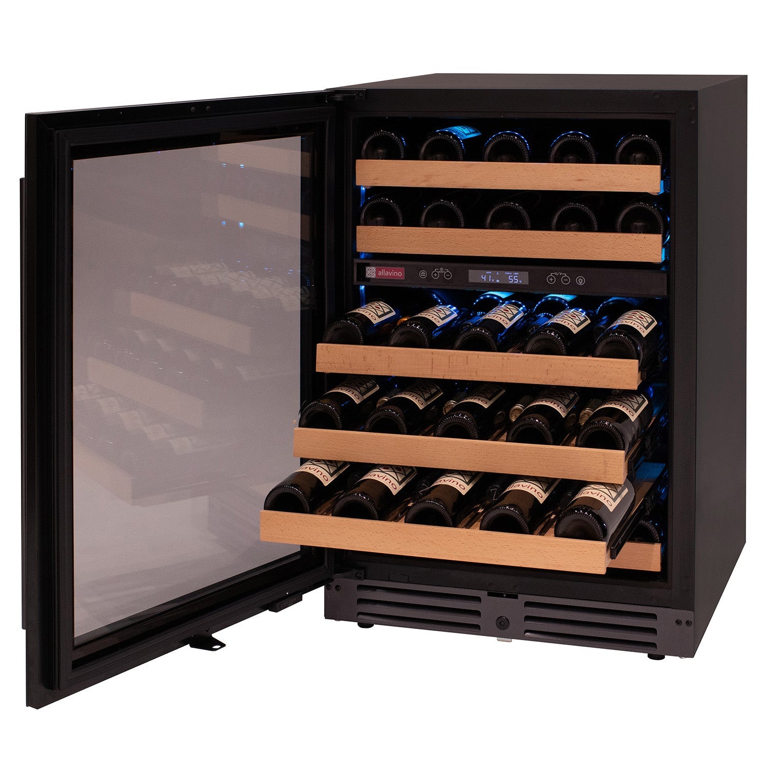 Allavino - Reserva Series 50 Bottle 34" Tall Dual Zone Black Glass Wine Cooler Refrigerator Allavino - Reserva Series 50 Bottle 34" Tall Dual Zone Black Glass Wine Cooler Refrigerator