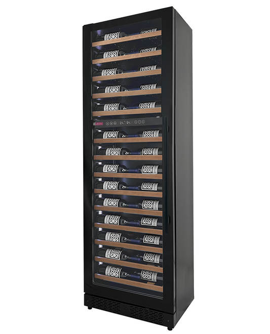 Allavino - Reserva Series 67 Bottle 71" Tall Dual Zone Black Shallow Wine Refrigerator with Wood Shelf Fronts