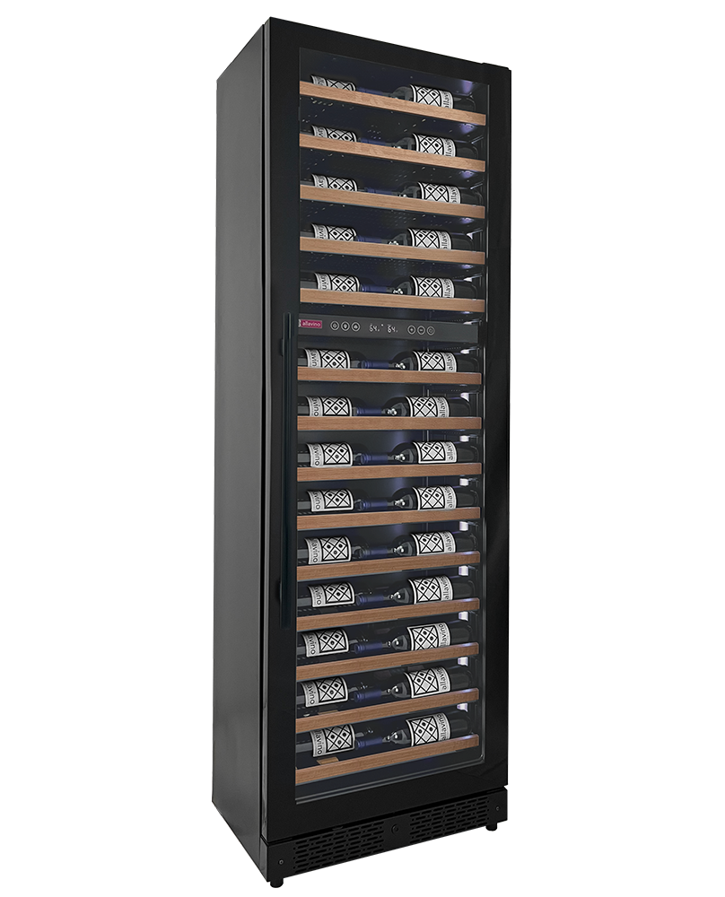 Allavino - Reserva Series 67 Bottle 71" Tall Dual Zone Black Shallow Wine Refrigerator with Wood Shelf Fronts Allavino - Reserva Series 67 Bottle 71" Tall Dual Zone Black Shallow Wine Refrigerator with Wood Shelf Fronts