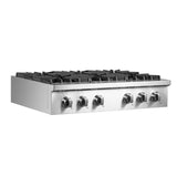 FORNO - Lseo 36-Inch Gas Range top, 6 Burners, Griddle in Stainless Steel FORNO - Lseo 36-Inch Gas Range top, 6 Burners, Griddle in Stainless Steel