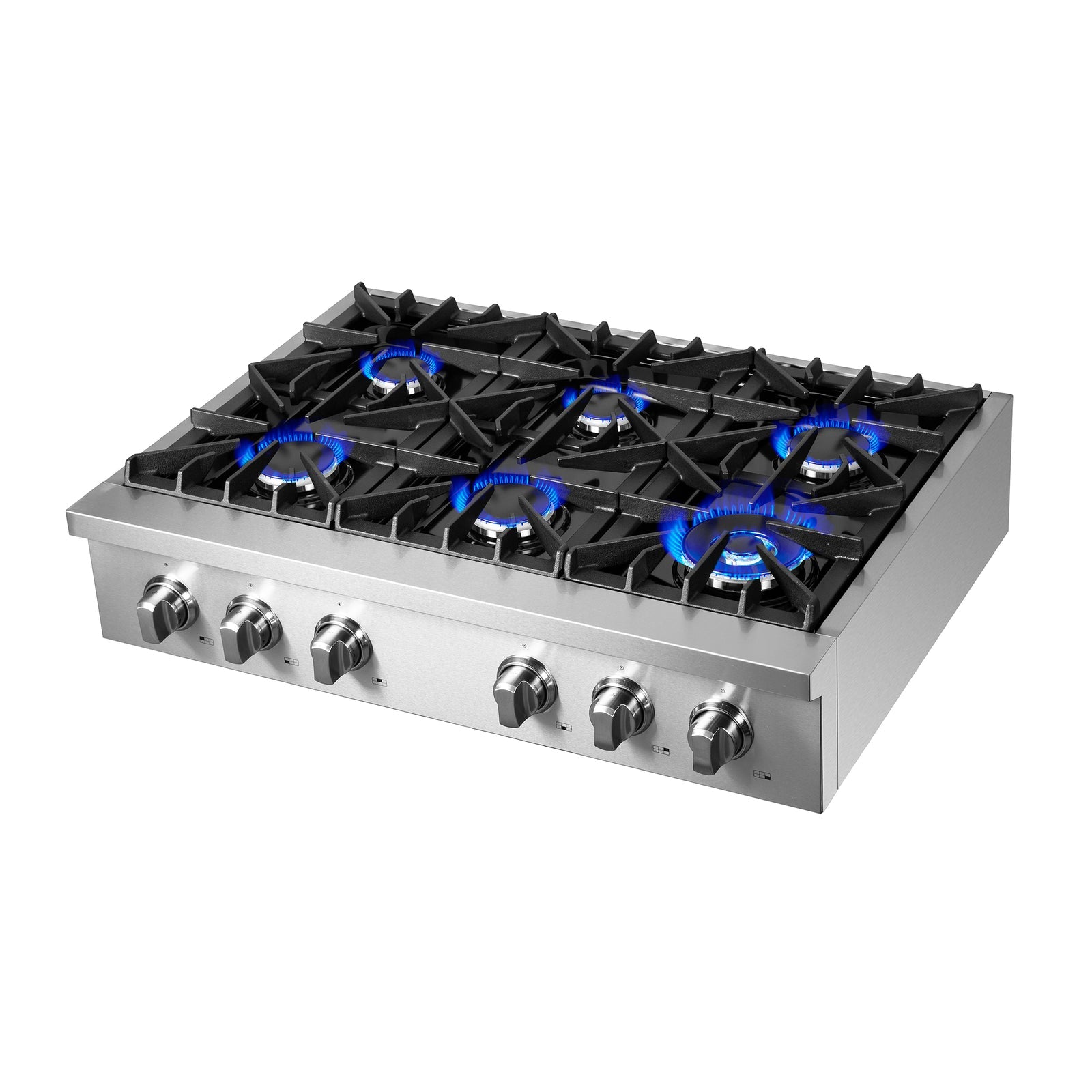 FORNO - Lseo 36-Inch Gas Range top, 6 Burners, Griddle in Stainless Steel FORNO - Lseo 36-Inch Gas Range top, 6 Burners, Griddle in Stainless Steel