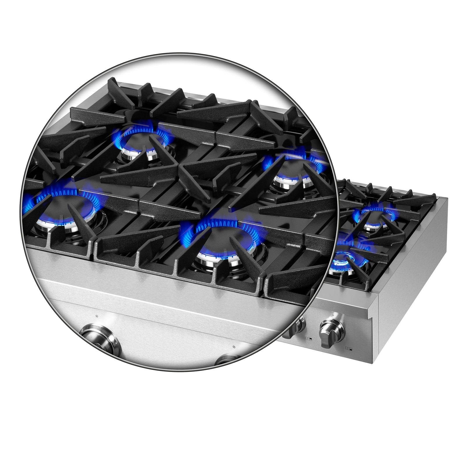 FORNO - Lseo 36-Inch Gas Range top, 6 Burners, Griddle in Stainless Steel FORNO - Lseo 36-Inch Gas Range top, 6 Burners, Griddle in Stainless Steel