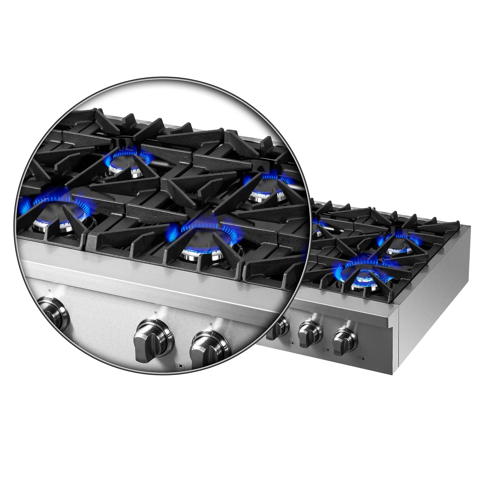 FORNO - Lseo 48-Inch Gas Range top, 8 Burners, Griddle in Stainless Steel FORNO - Lseo 48-Inch Gas Range top, 8 Burners, Griddle in Stainless Steel