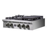 FORNO - Spezia 30-Inch Gas Rangetop, 5 Burners, Wok Ring and Grill/Griddle in Stainless Steel FORNO - Spezia 30-Inch Gas Rangetop, 5 Burners, Wok Ring and Grill/Griddle in Stainless Steel