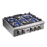 FORNO - Spezia 30-Inch Gas Rangetop, 5 Burners, Wok Ring and Grill/Griddle in Stainless Steel FORNO - Spezia 30-Inch Gas Rangetop, 5 Burners, Wok Ring and Grill/Griddle in Stainless Steel