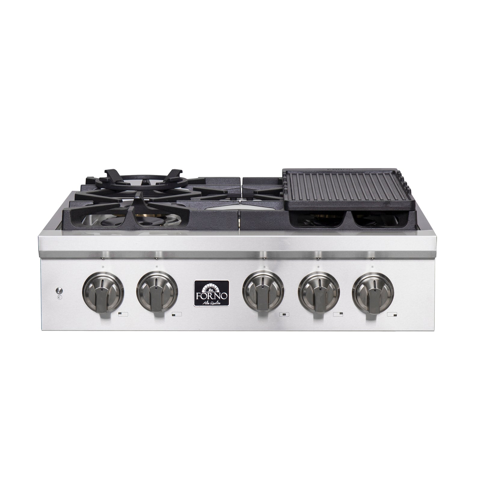 FORNO - Spezia 30-Inch Gas Rangetop, 5 Burners, Wok Ring and Grill/Griddle in Stainless Steel FORNO - Spezia 30-Inch Gas Rangetop, 5 Burners, Wok Ring and Grill/Griddle in Stainless Steel